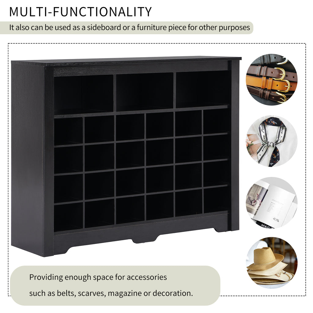 Black shoe cubby console hallway storage