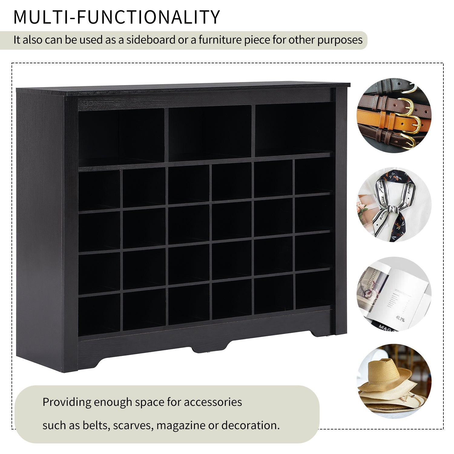 Black shoe cubby console hallway storage