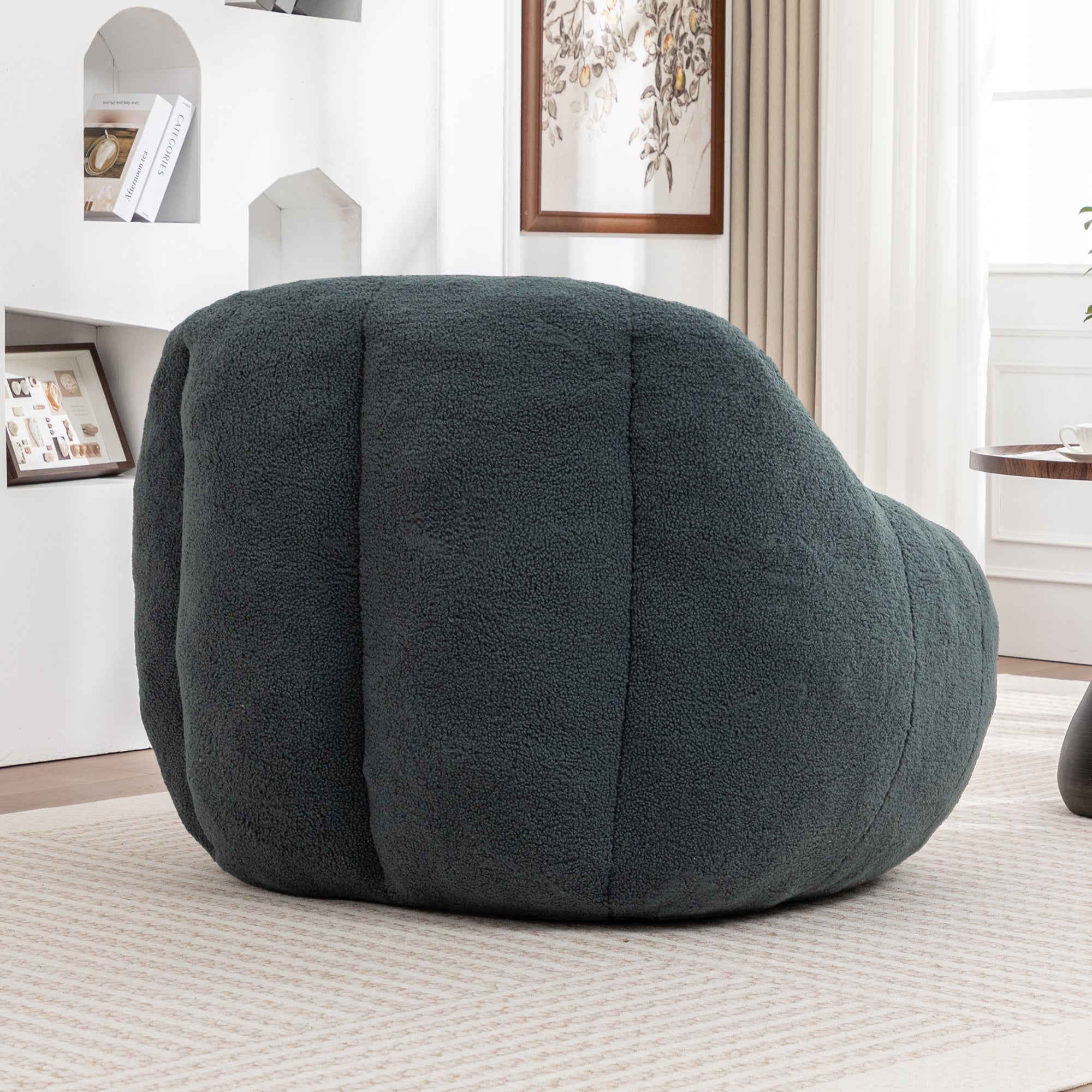 Tufted green bean bag lounge chair product photo