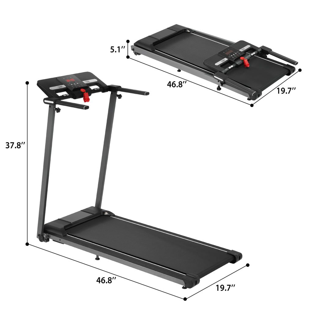 Black foldable treadmill LED display and remote control detail