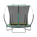 Green 6-foot springfree no-gap trampoline with safety enclosure — front view