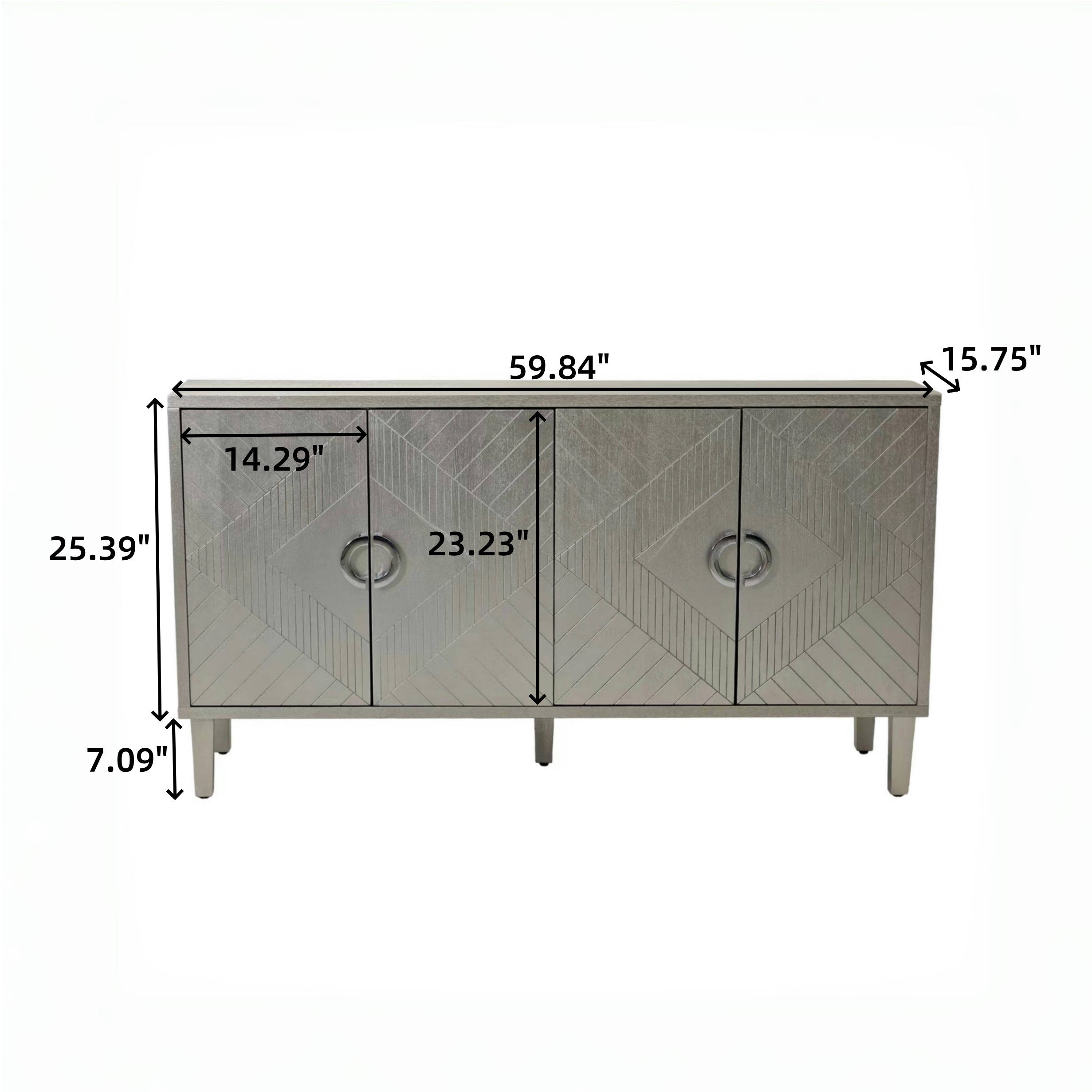 4-door sideboard with zinc alloy semi-circular pulls detail