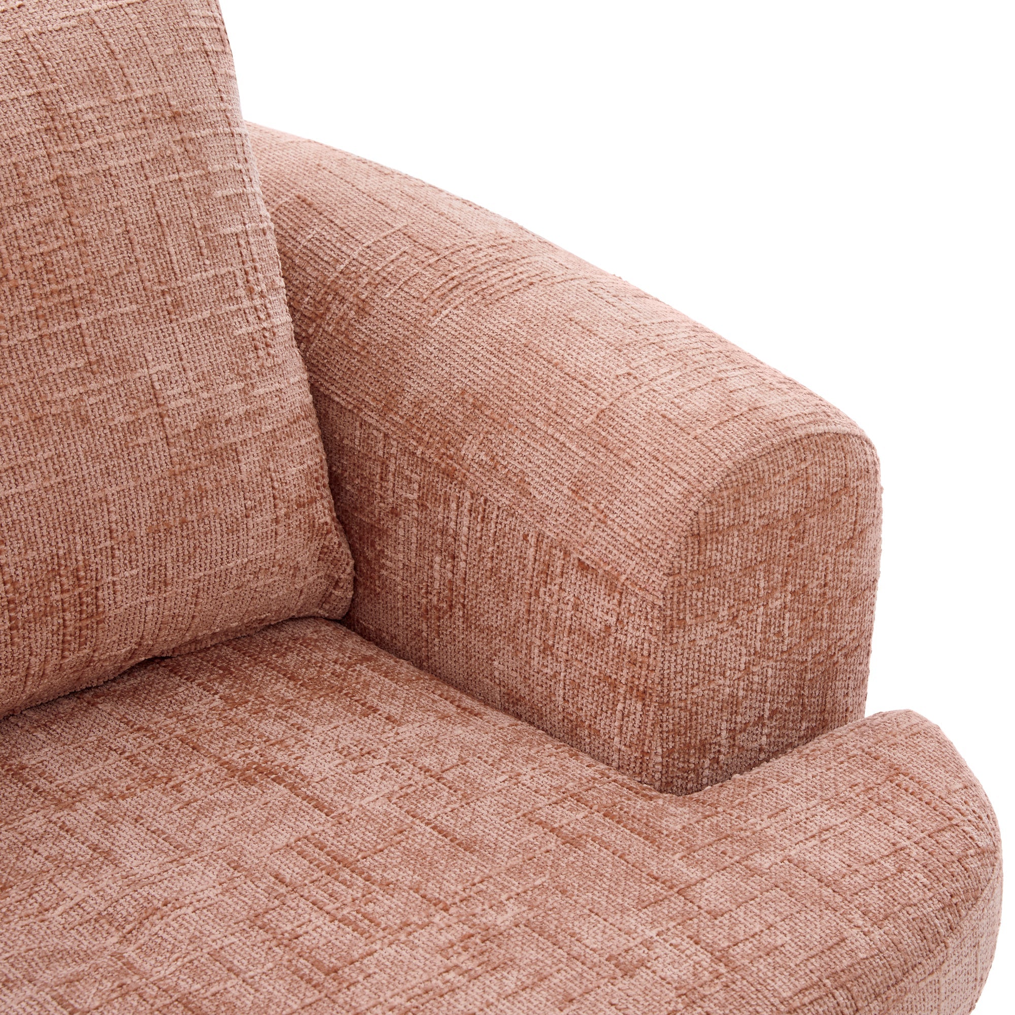 Chenille Swivel Barrel Chair — 360° Dual-Layer Cushion