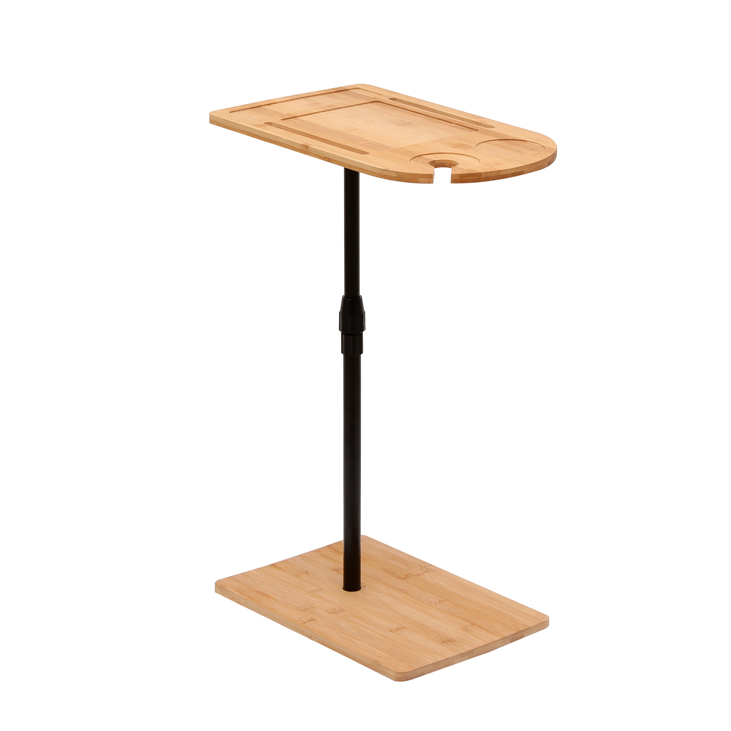Natural bamboo C-shaped side table compact small-space layout