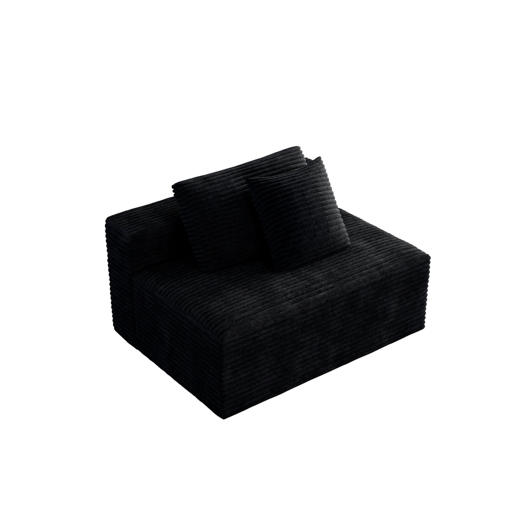 Black 2-seat modular sectional sofa chaise lounge detail