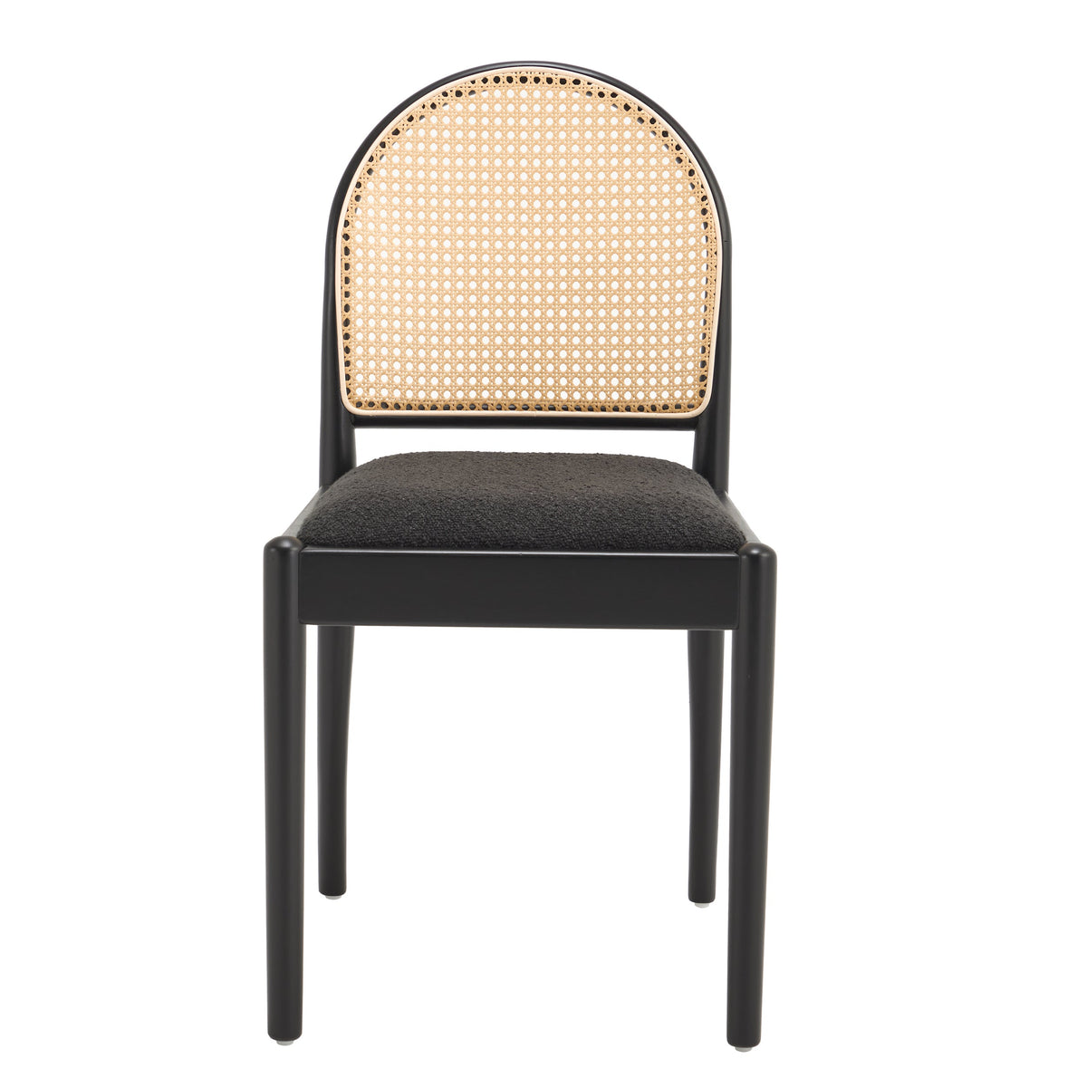 Rattan Dining Chairs Set of 2, Upholstered Linen Dining Room Chairs with Backrests, Modern Kitchen Chairs with Wood Legs for Dining Room, Beige