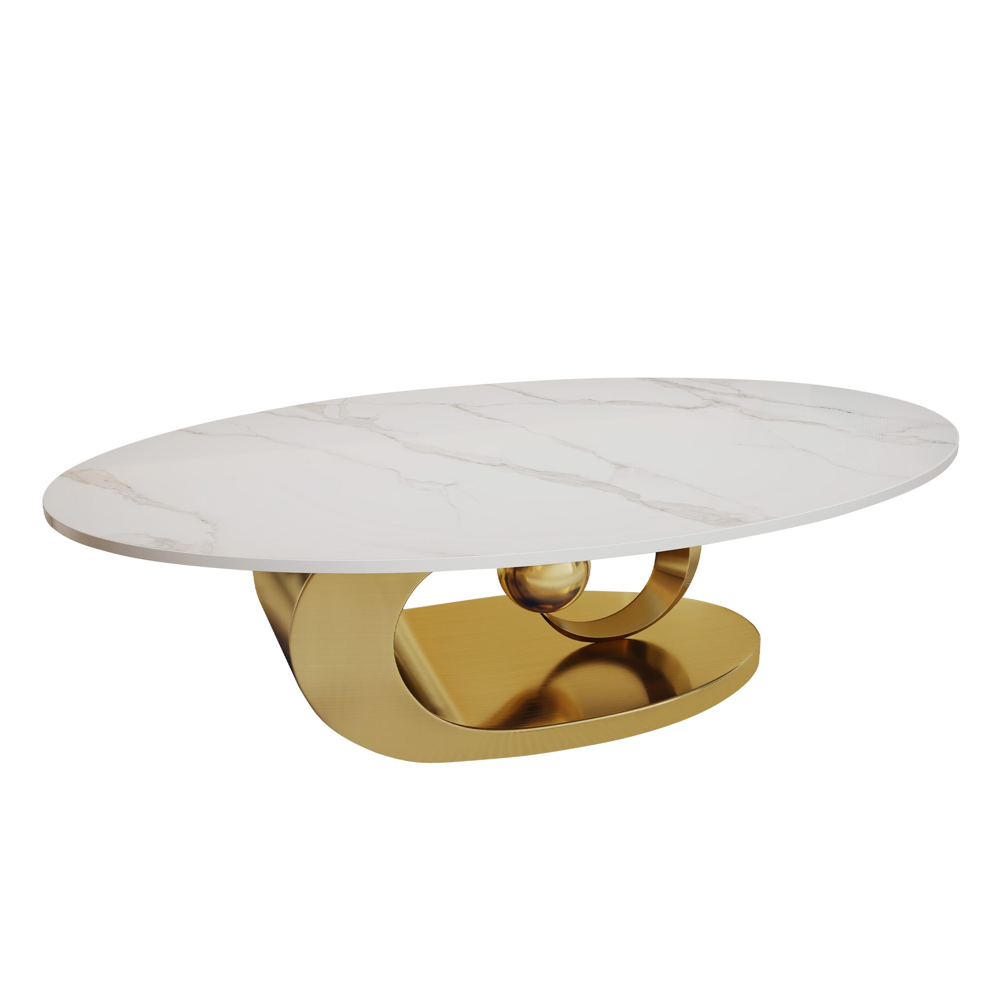 Contemporary faux marble center table living room full view