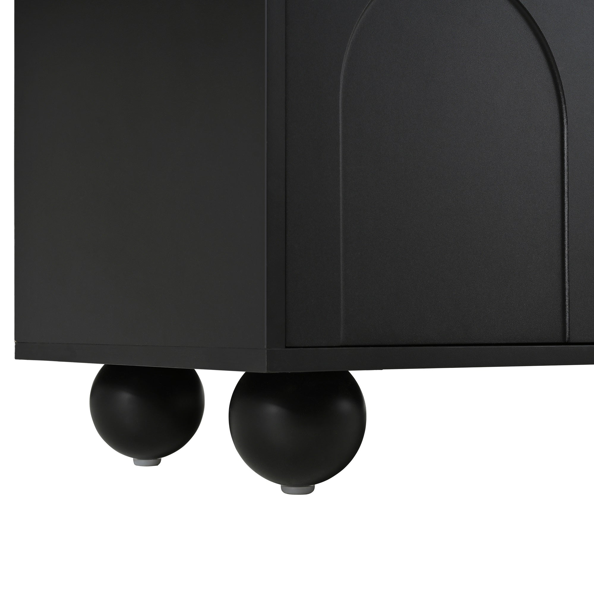 Minimalist arched TV stand in living room setting