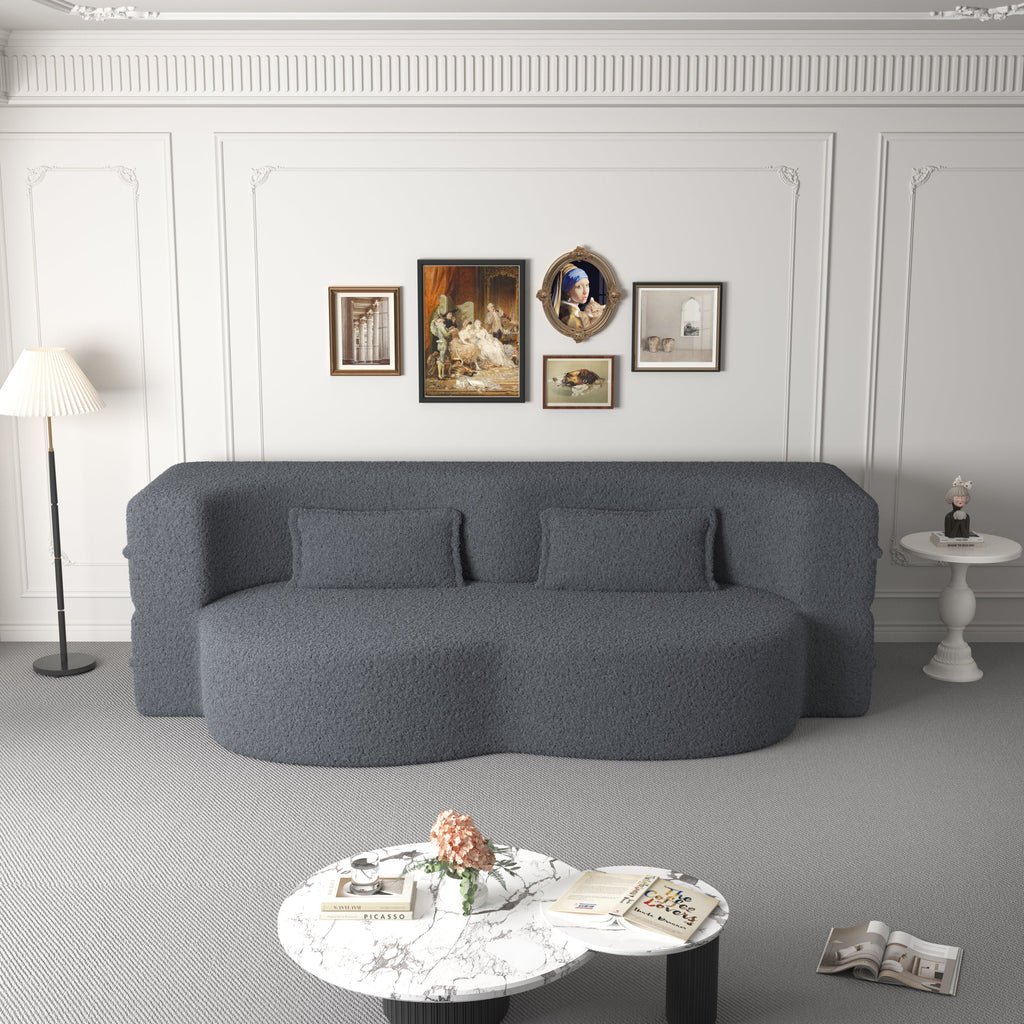 Sherpa Fleece Foldable Floor Sofa Bed — 3-in-1 Full Size, 78" Wide