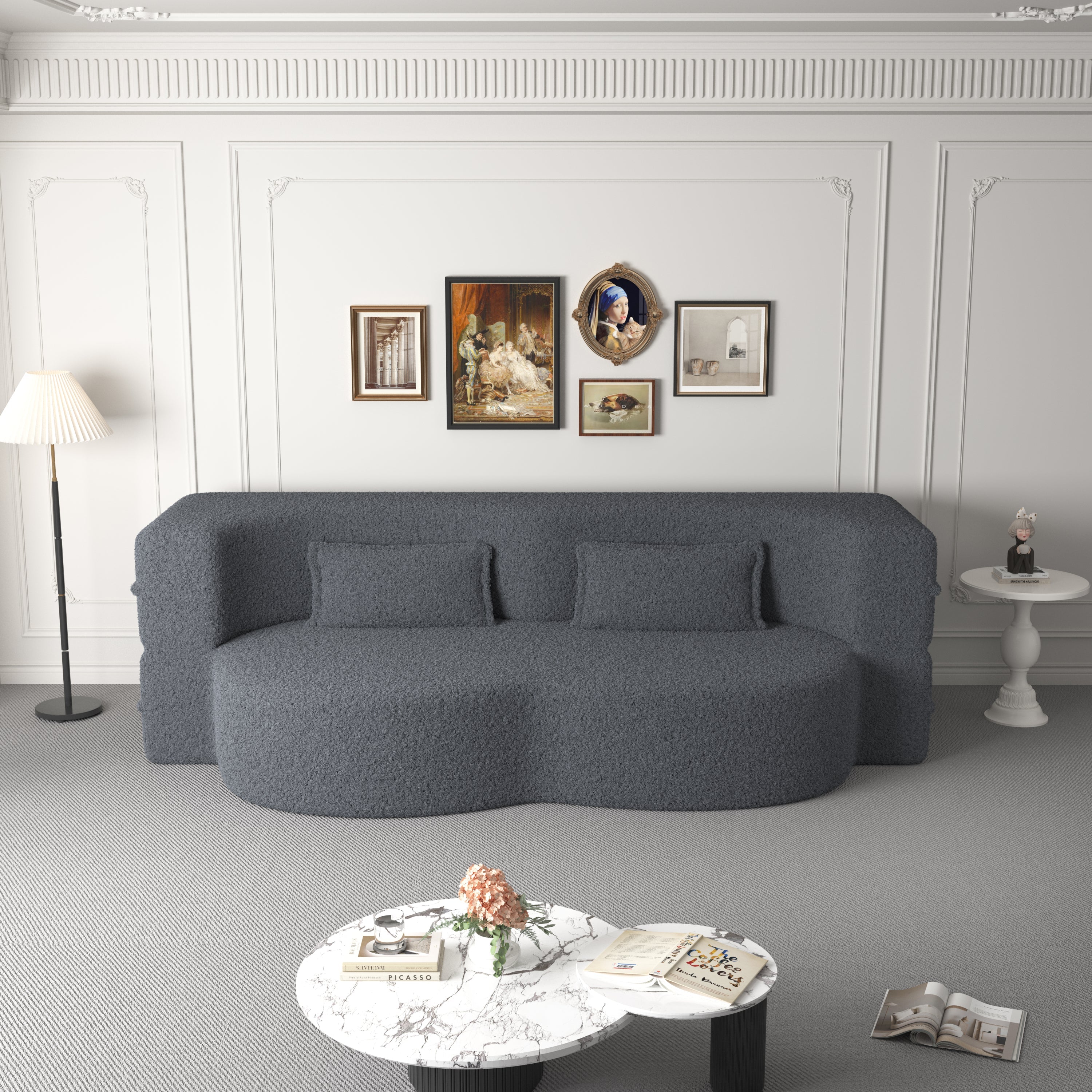 Sherpa Fleece Foldable Floor Sofa Bed — 3-in-1 Full Size, 78" Wide