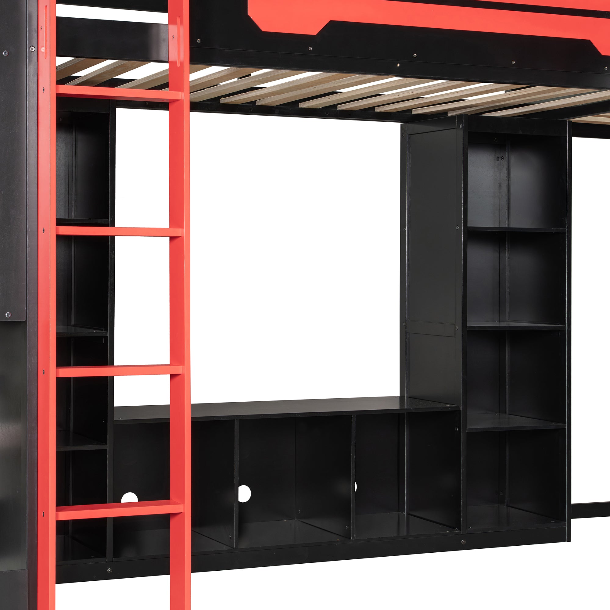 Solid wood gaming bed frame construction detail