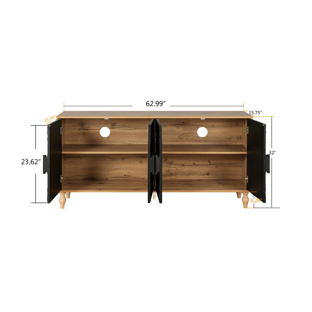 Media console with adjustable shelf storage