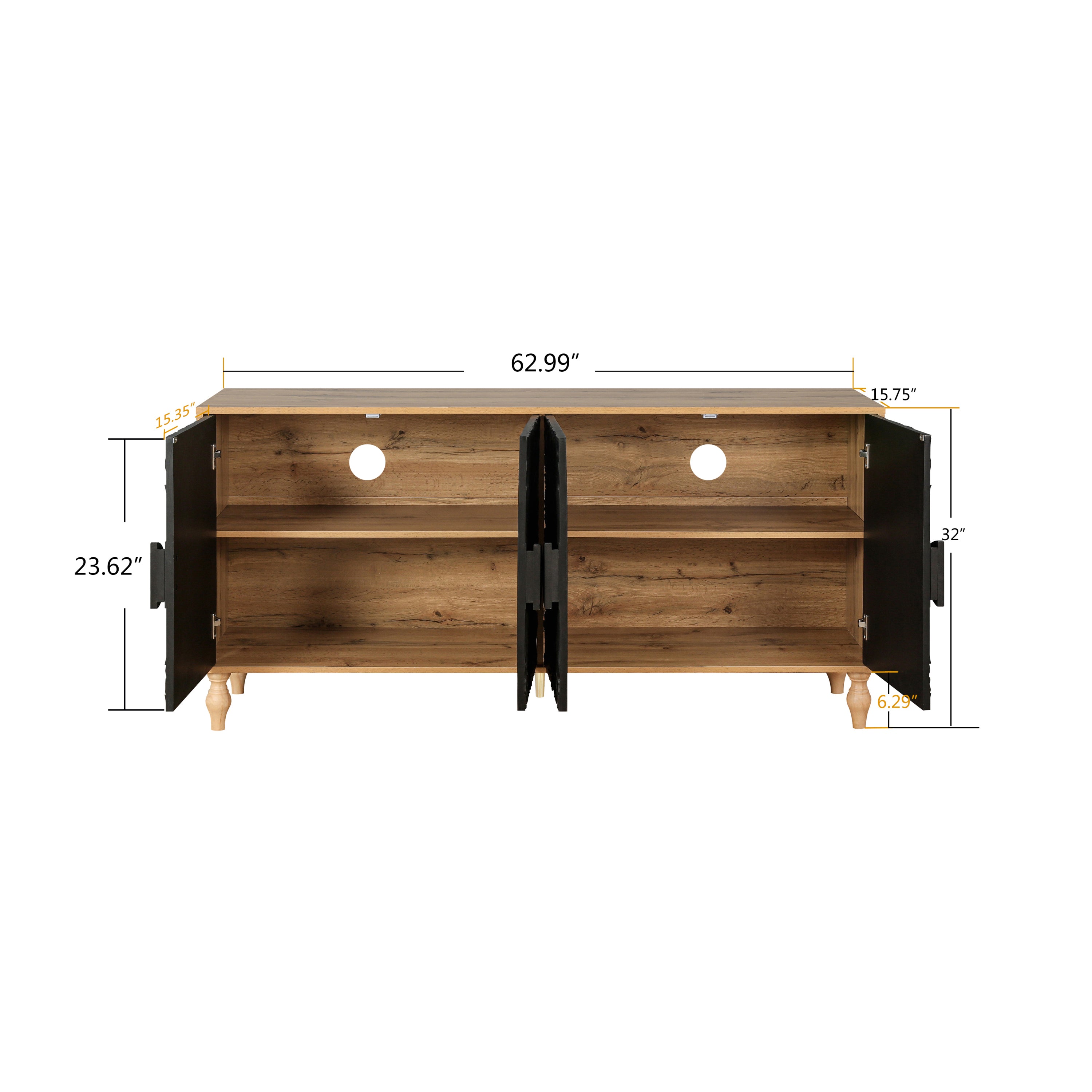 Media console with adjustable shelf storage