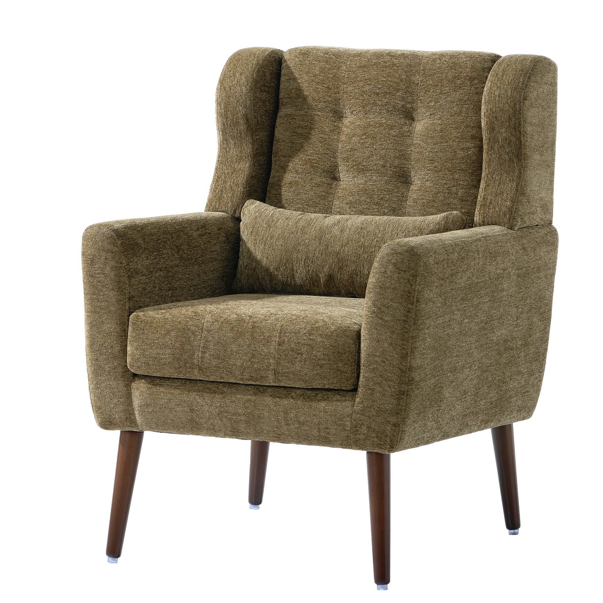 Chenille accent chair ergonomic back design