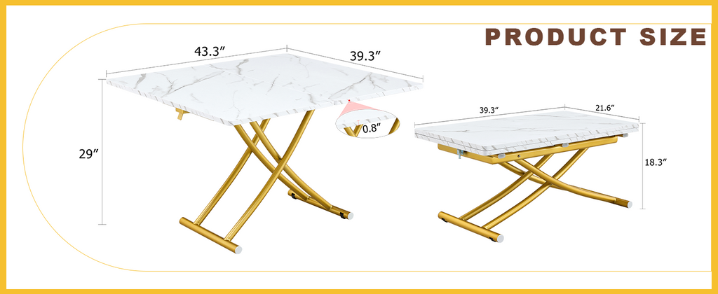 Adjustable height table 18 to 29 inch leg range