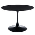 Black Mid-century Round Tulip Table, MDF Top with Metal Base, 42.1' Diameter Dining Table for 4-6 People, Coffee Table & End Table