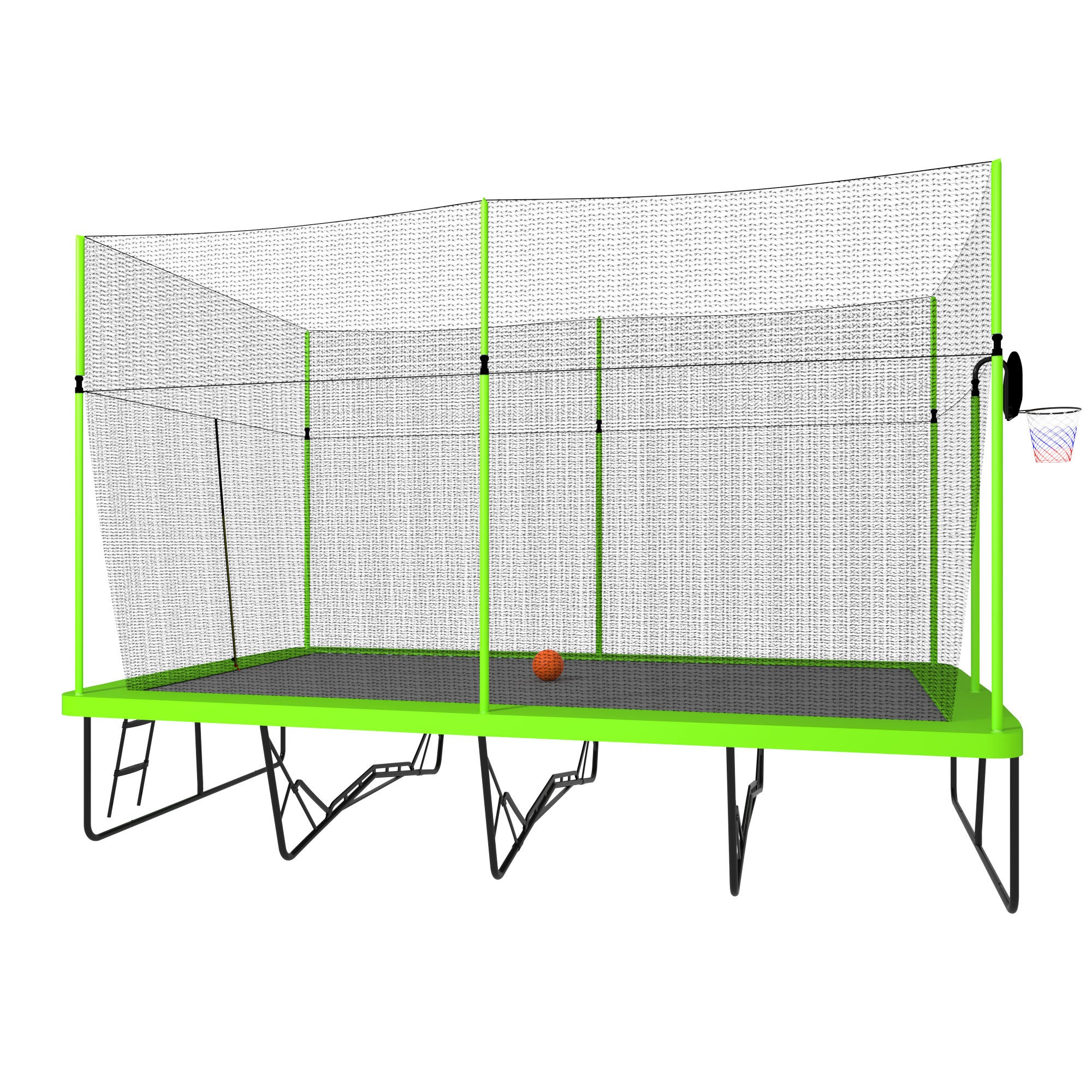 Green rectangular trampoline backyard full product display
