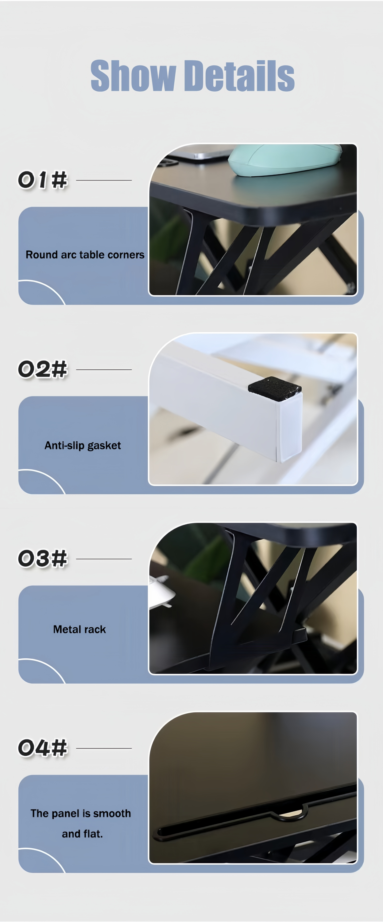 Height-adjustable desk riser lowered to sitting position