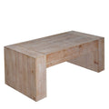 49' Rustic Wood Coffee Table, Engineered Wood Center Table with Whitewashed Finish, Modern Farmhouse Living Room Table