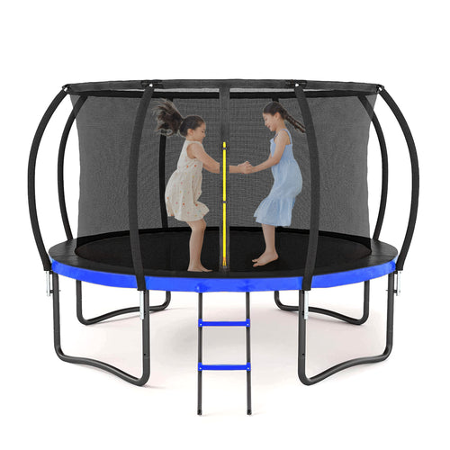 12ft outdoor kids trampoline with safety enclosure — front view