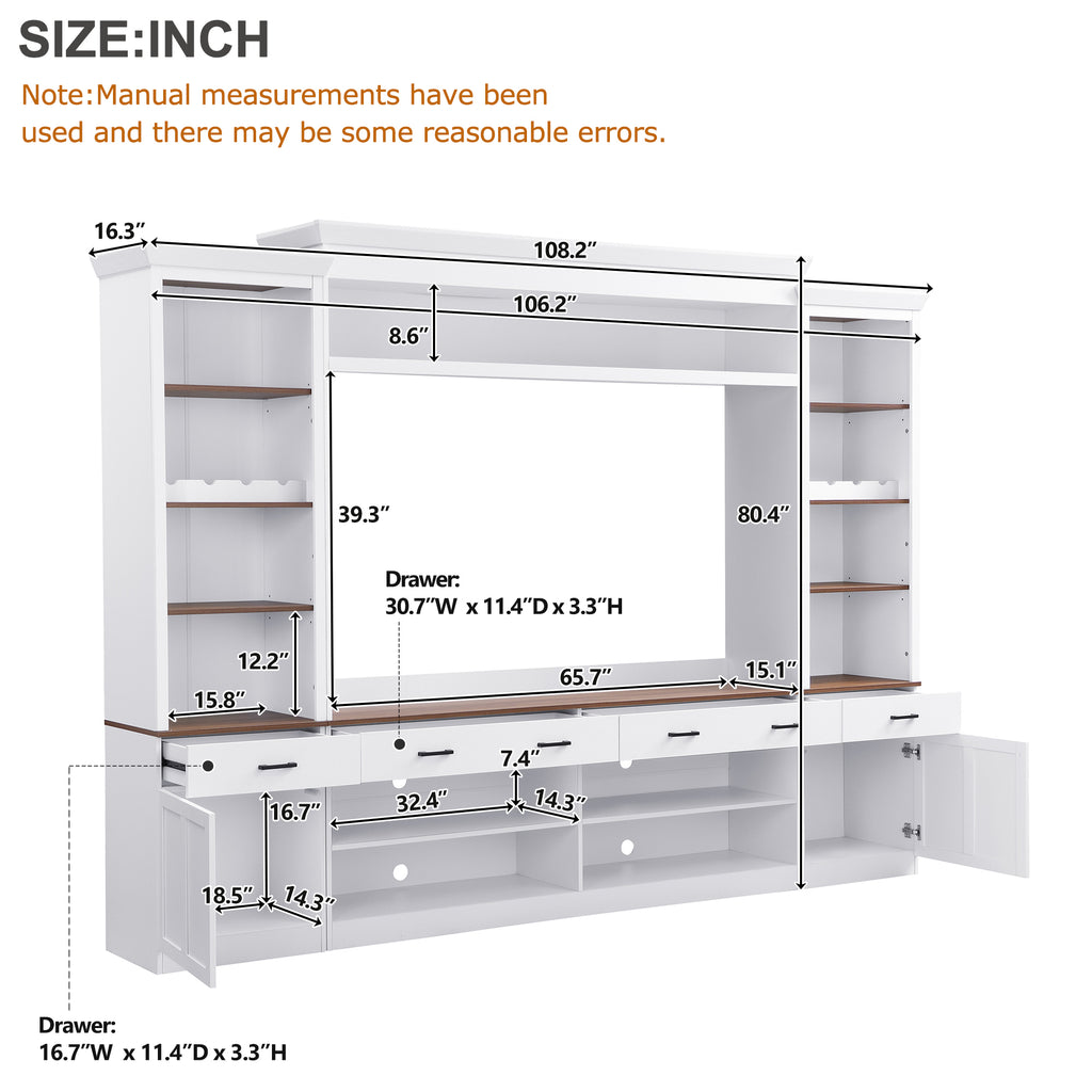 Farmhouse media console cable management back panel detail