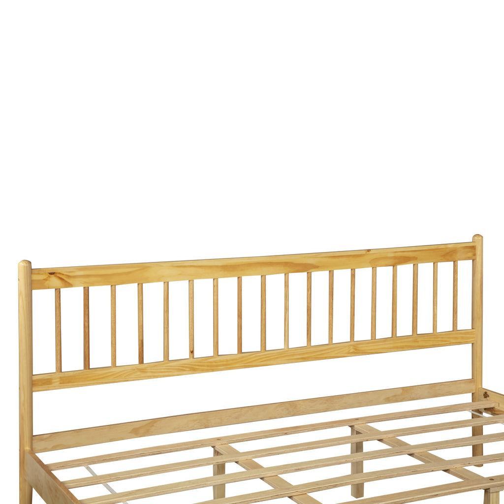 Traditional Style King Size Bed with Headboard and Footboard, Pinewood Bed with Strengthened Bed Frame,Walnut