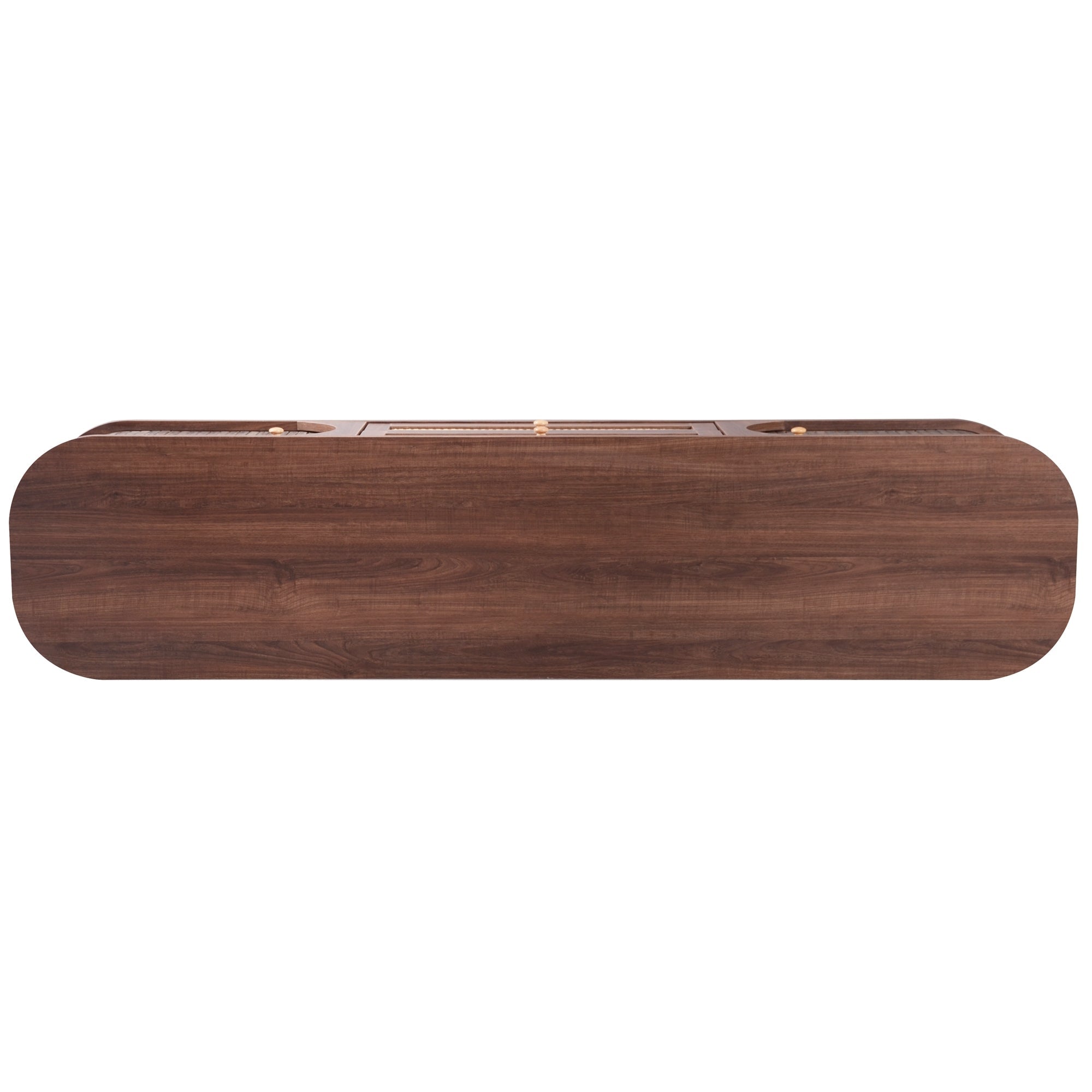 Modern Farmhouse Rattan TV Stand — for TVs Up to 75" (Natural Wood)