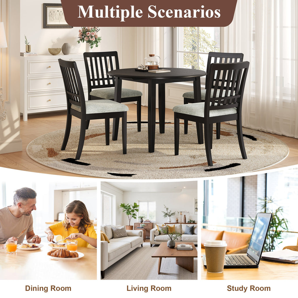 Extendable Round Dining Table for 2–4 People, Folding Wood Dining Table with Adjustable Size, Space-Saving Design for Small Apartments and Dining Areas - LIGHT BROWN