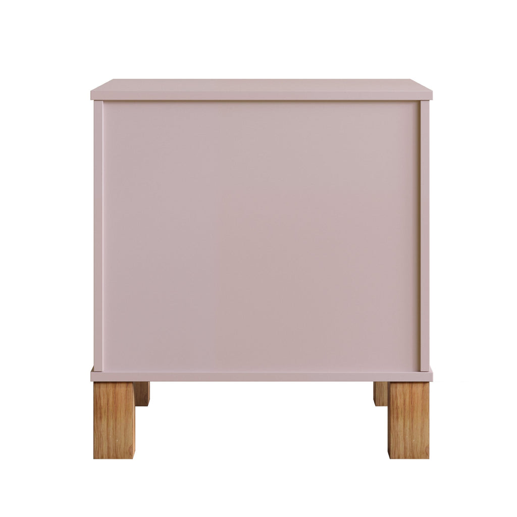 2 Drawer Nightstand, Premium Wood Storage with Elegant Fluted Design, Solid Wood Legs Nightstand with Metal Handle, Tall Bedside Table for Bedroom Living Room, White