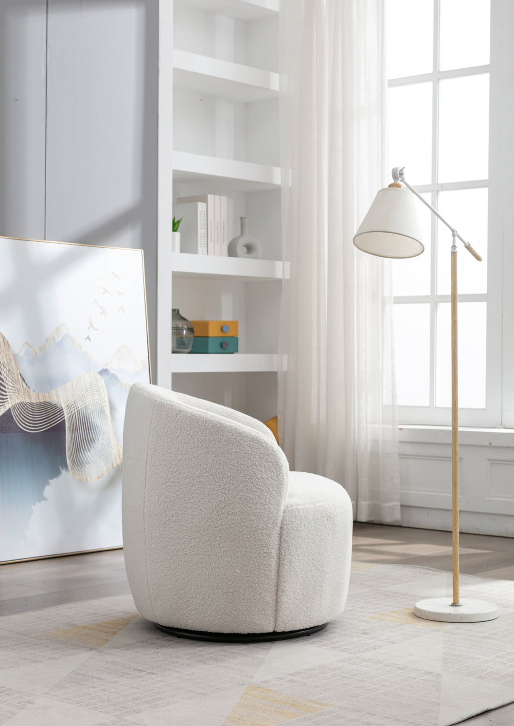 Ivory swivel chair in dining room