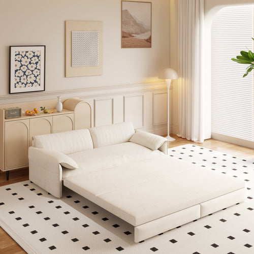 3-in-1 convertible velvet loveseat in living room setting