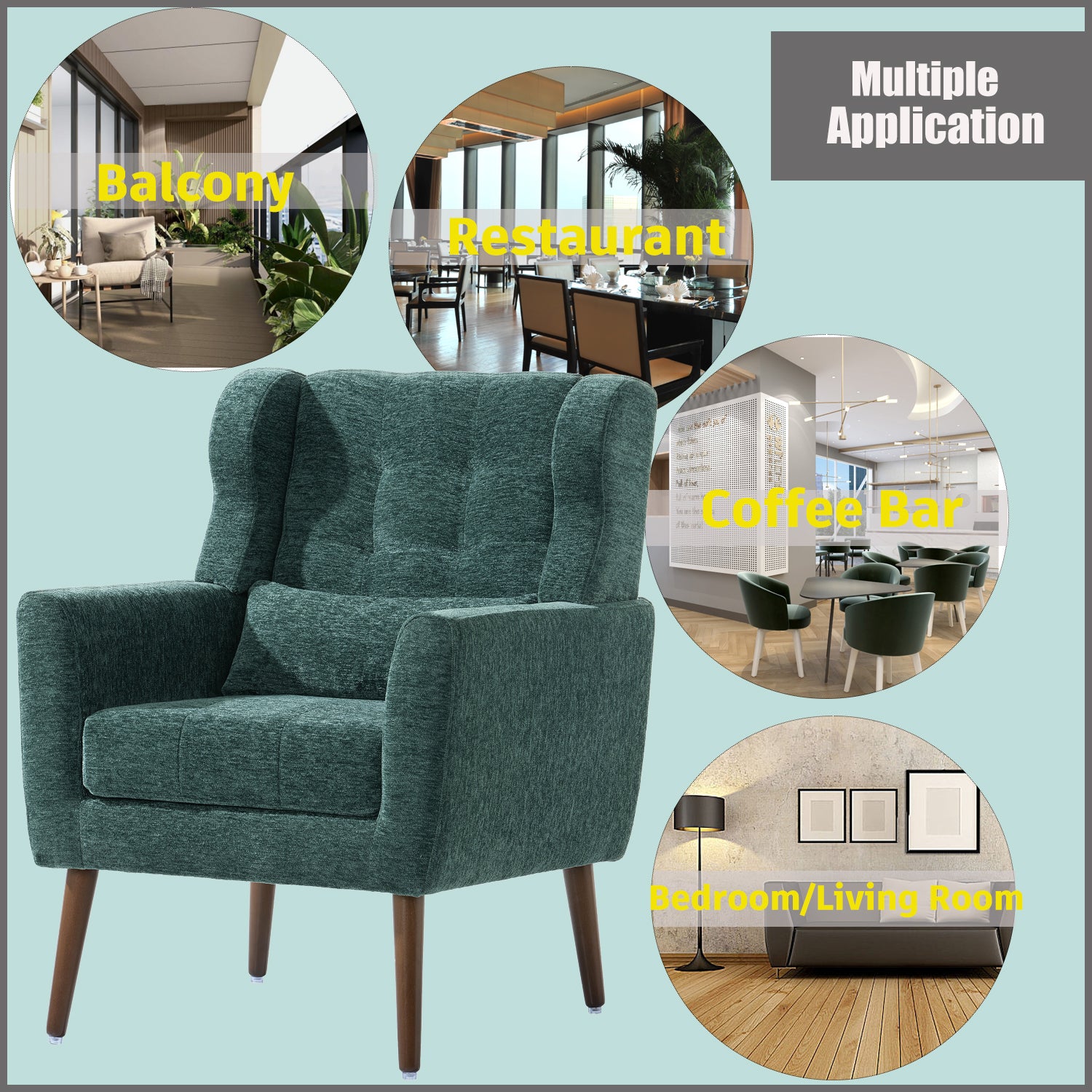 Modern living room accent chair blackish green