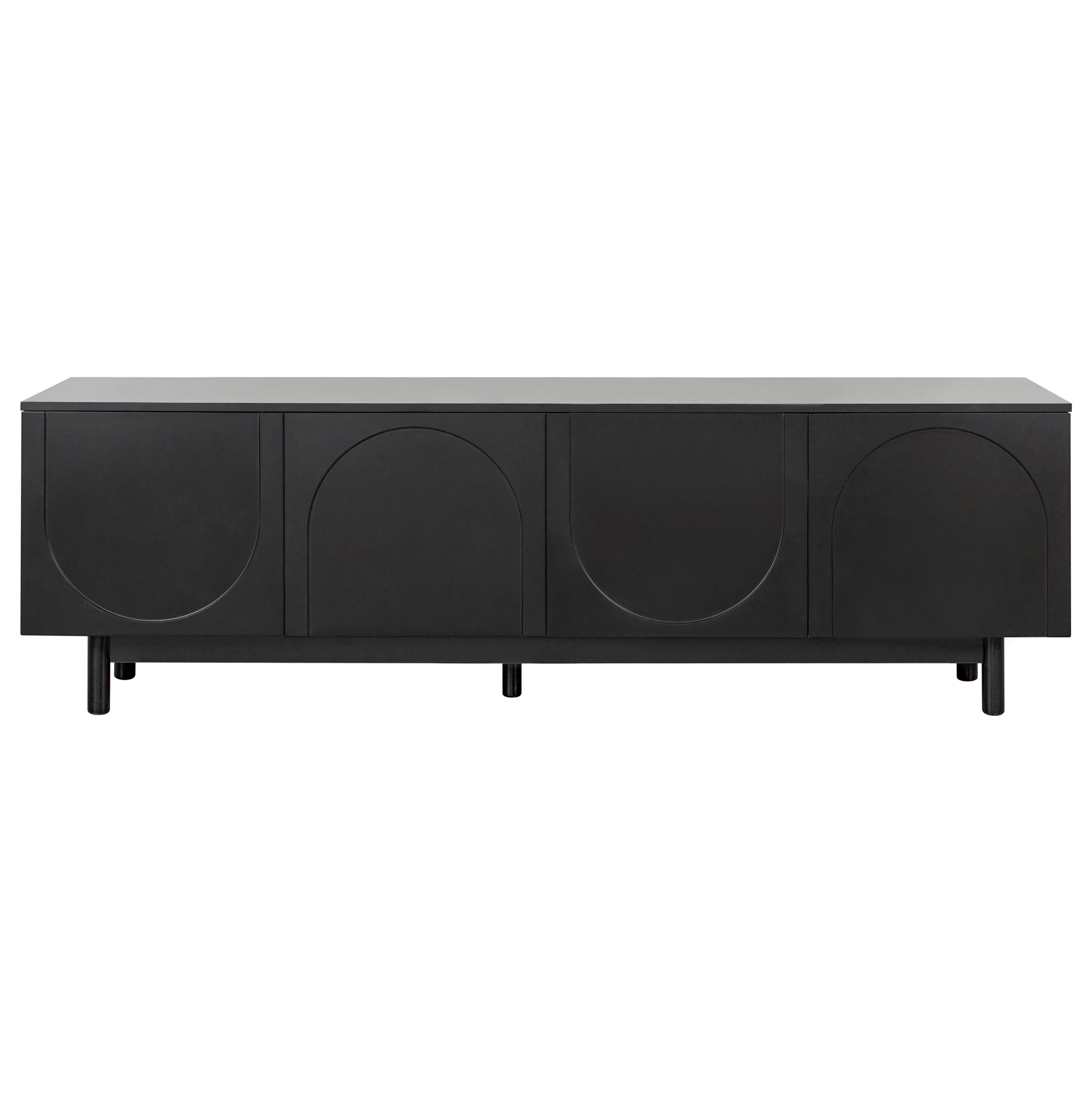 Black TV cabinet storage close-up