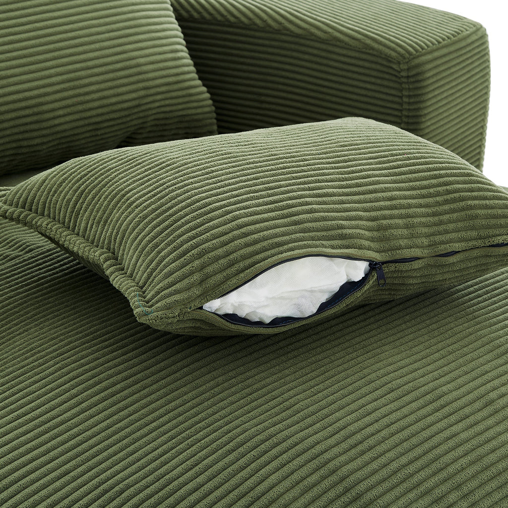 Corduroy Swivel Barrel Chair — 360° with Removable Pillows