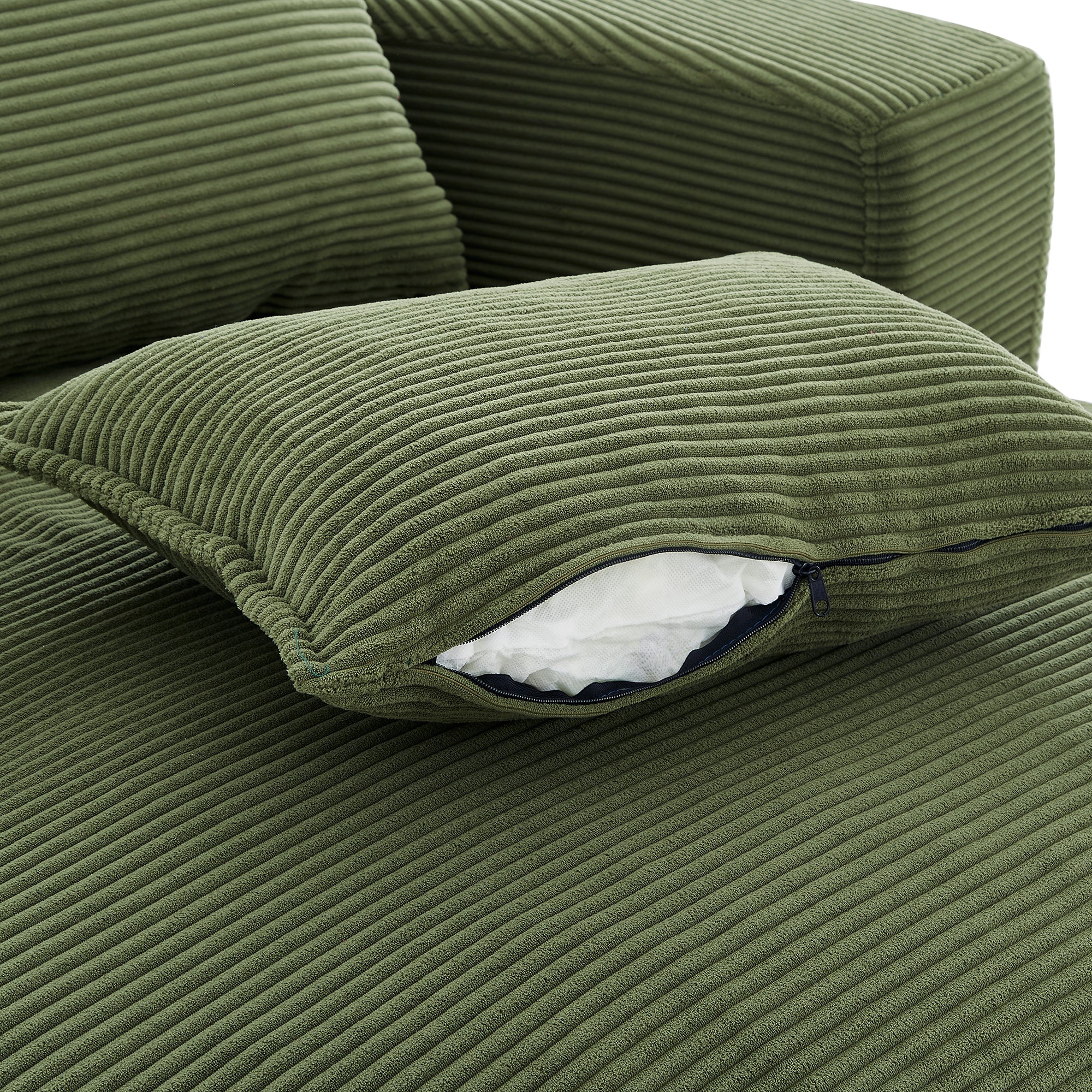 Corduroy Swivel Barrel Chair — 360° with Removable Pillows