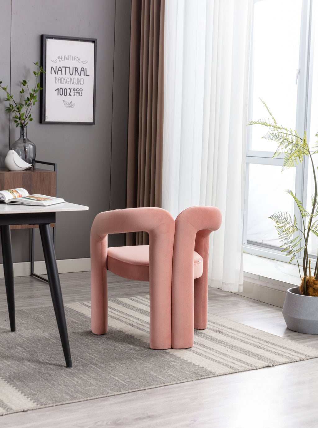 Velvet Barrel Accent Chair Set of 2 — Wood Legs