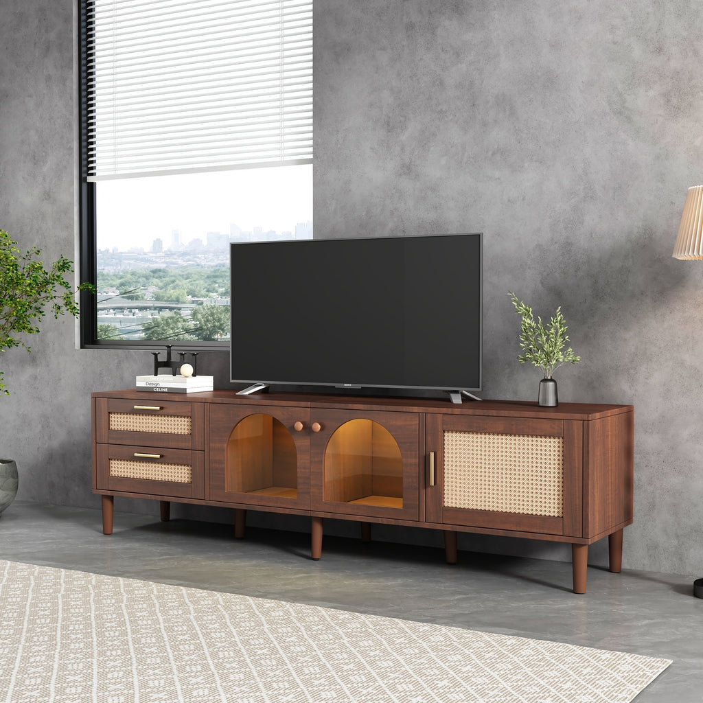 Dark brown media console cable management