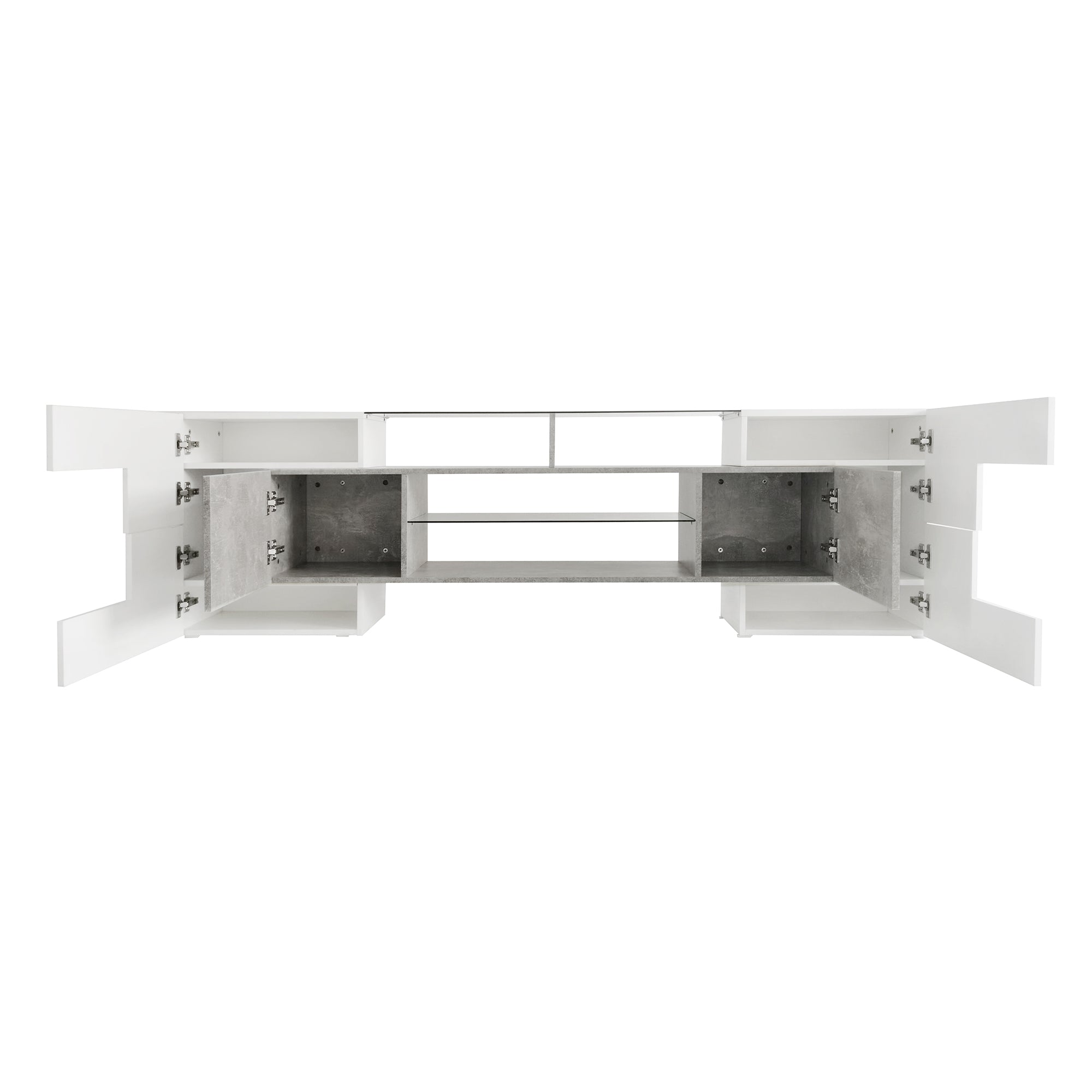 Modern grey media console full product photo