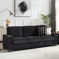 Black corduroy compressed 3-seater sofa 84 inch living room front view
