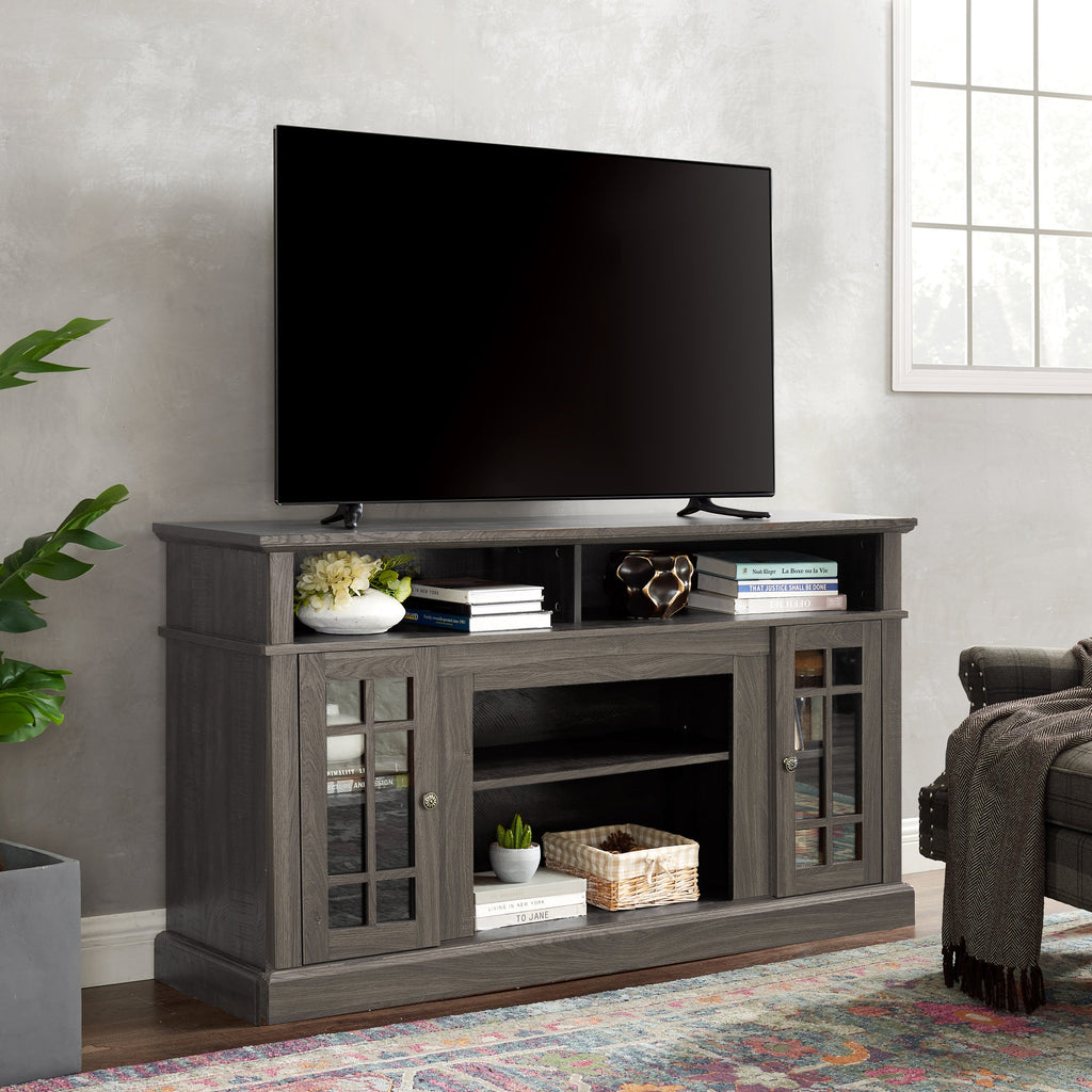 Classic TV Media Stand Modern Entertainment Console for TV Up to 65' with Open and Closed Storage Space, Espresso, 58.25'W*15.75'D*32'H