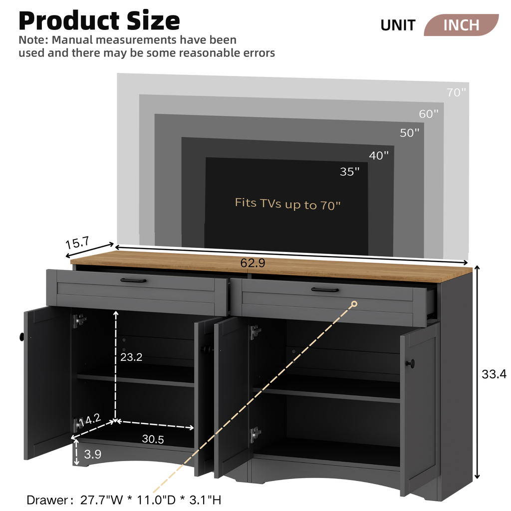 3-Piece Farmhouse Entertainment Center — for TVs Up to 70"