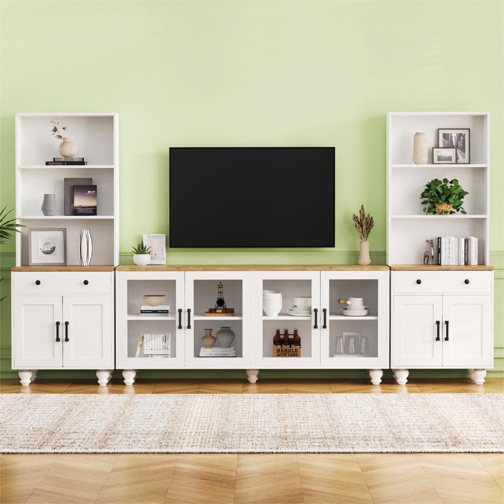 Farmhouse Entertainment Center with Gourd Legs — for TVs Up to 70"