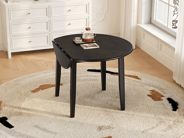Extendable Round Dining Table for 2–4 People, Folding Wood Dining Table with Adjustable Size, Space-Saving Design for Small Apartments and Dining Areas - LIGHT BROWN