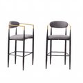 Modern Upholstered Bar Stool with Gold-Accented Armrests - 30' Seat Height,Ergonomic Design for Kitchen Island or Dining Counter Use,Set of 2 - Beige Fabric & Black Metal Frame