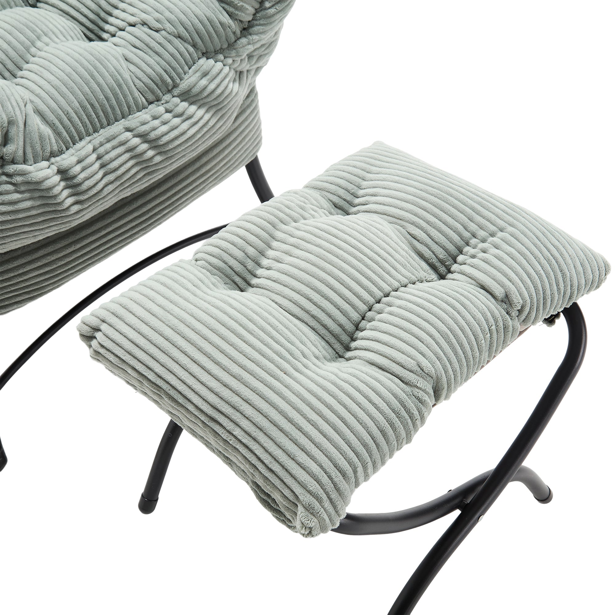 Light green PP cotton chair with footrest — top view
