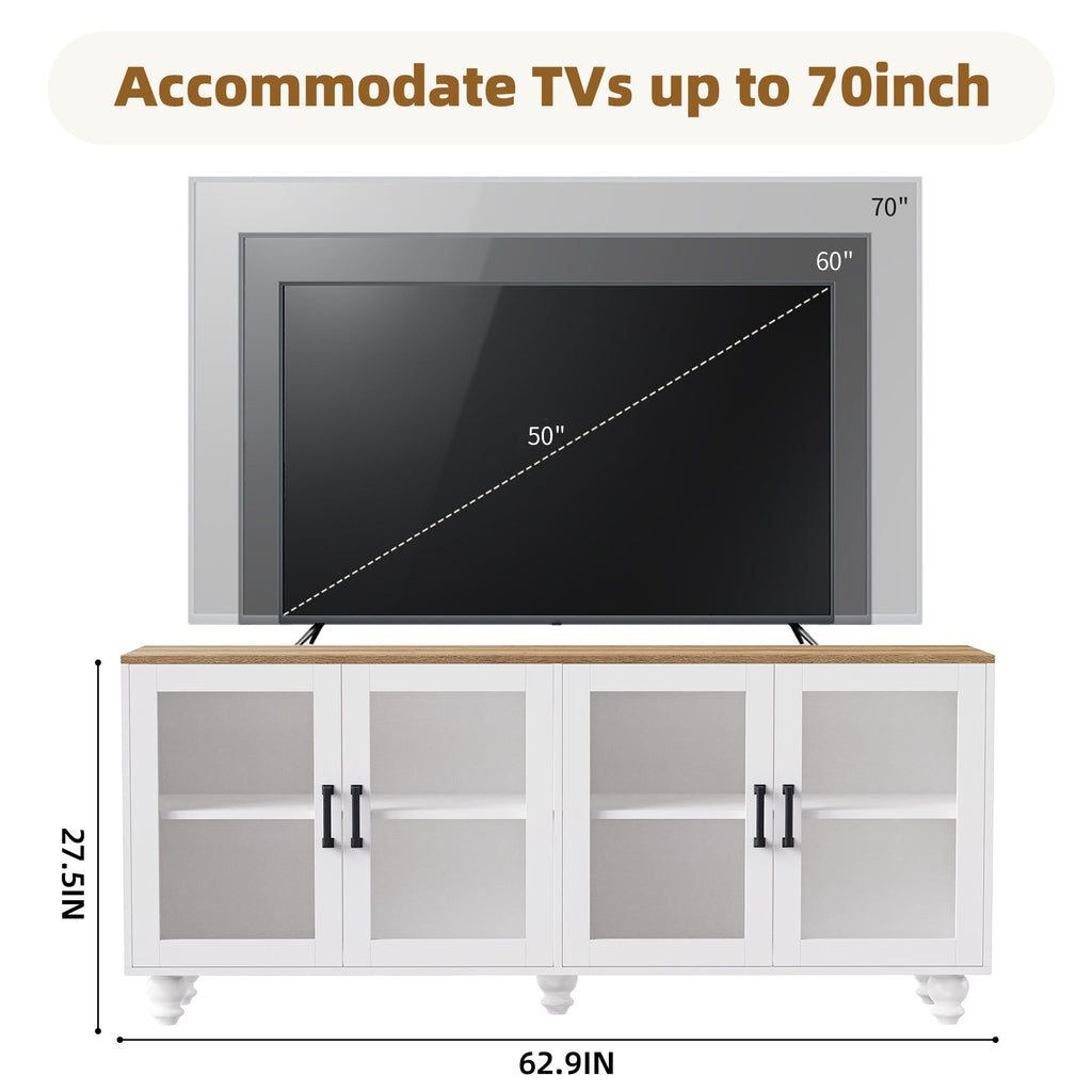 Farmhouse Entertainment Center with Gourd Legs — for TVs Up to 70"