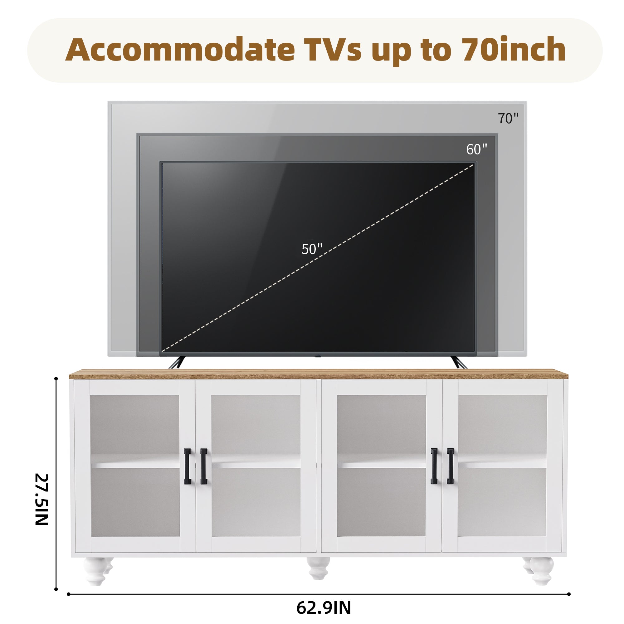 Farmhouse Entertainment Center with Gourd Legs — for TVs Up to 70"