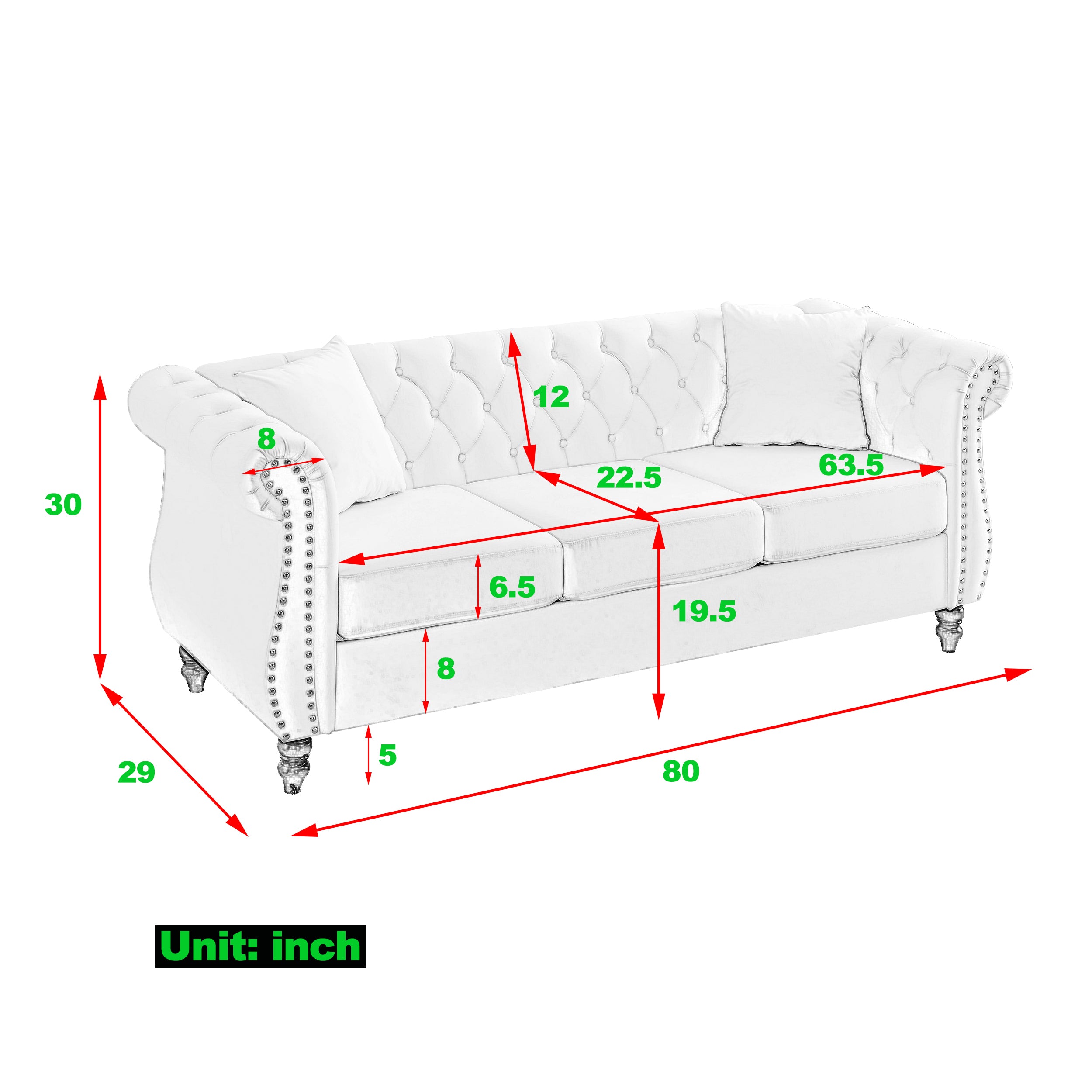 Grey Chesterfield sofa in living room setting