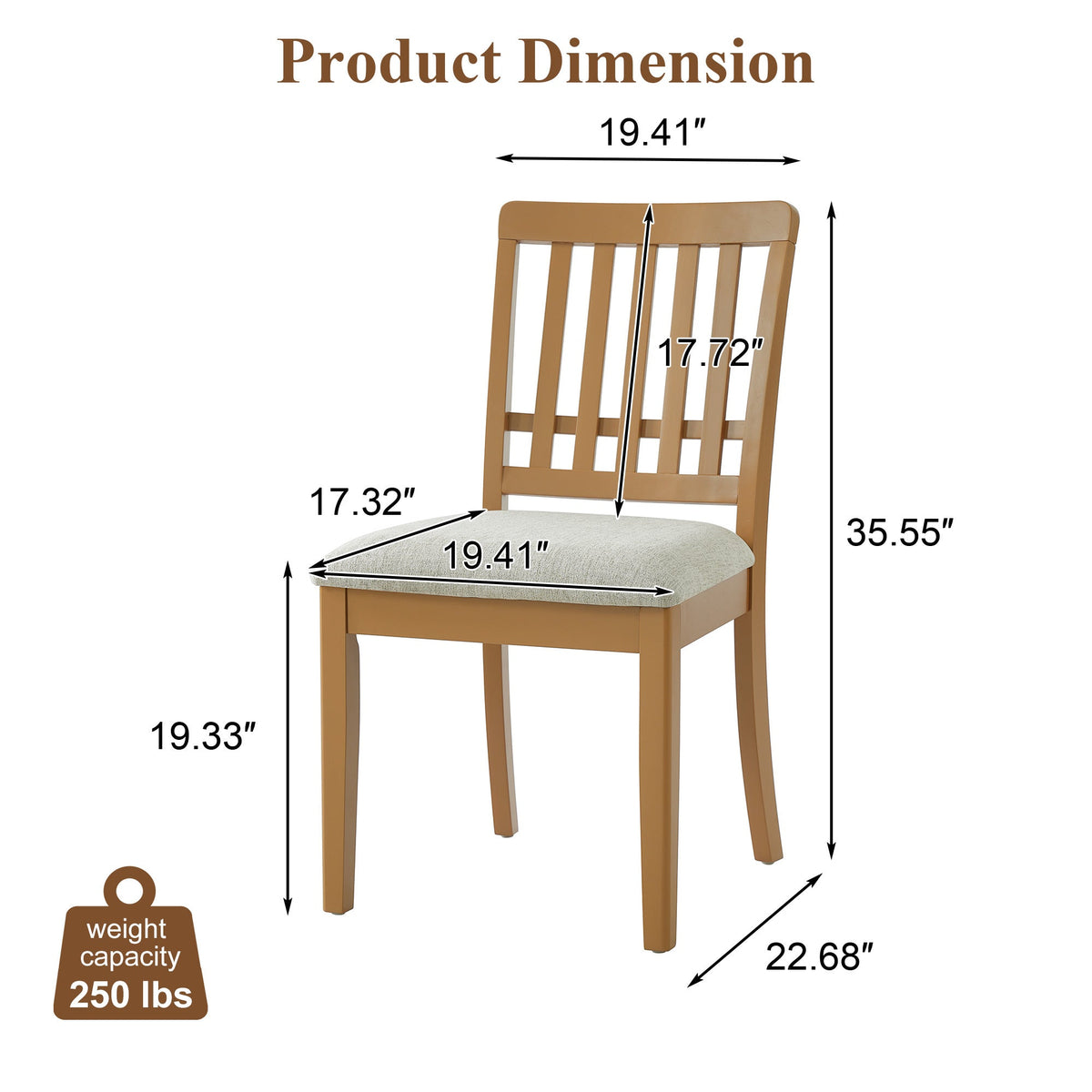 2-Piece Modern Scandinavian Dining Chairs, Curved Wood Backrest with Gray Fabric Seat, Finish for Dining Room and Apartment, Easy to Assembly -BLACK