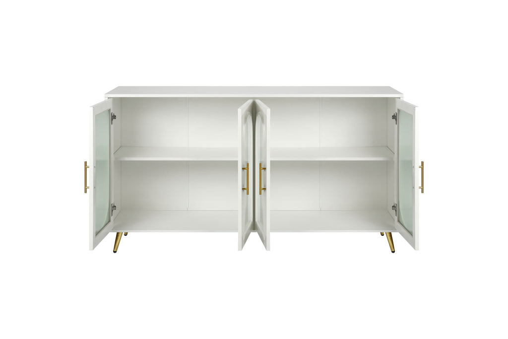 TV stand storage cabinet antique white MDF glass construction